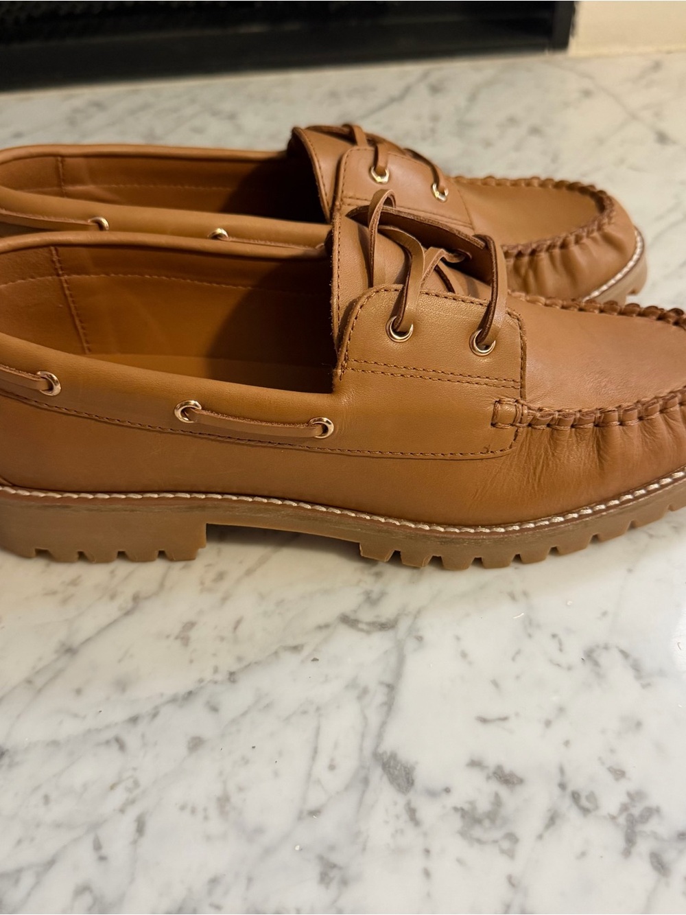 New Lisa Says Gah Mari Leather Tan Beige Loafers Size US 8 - Picture 5 of 9